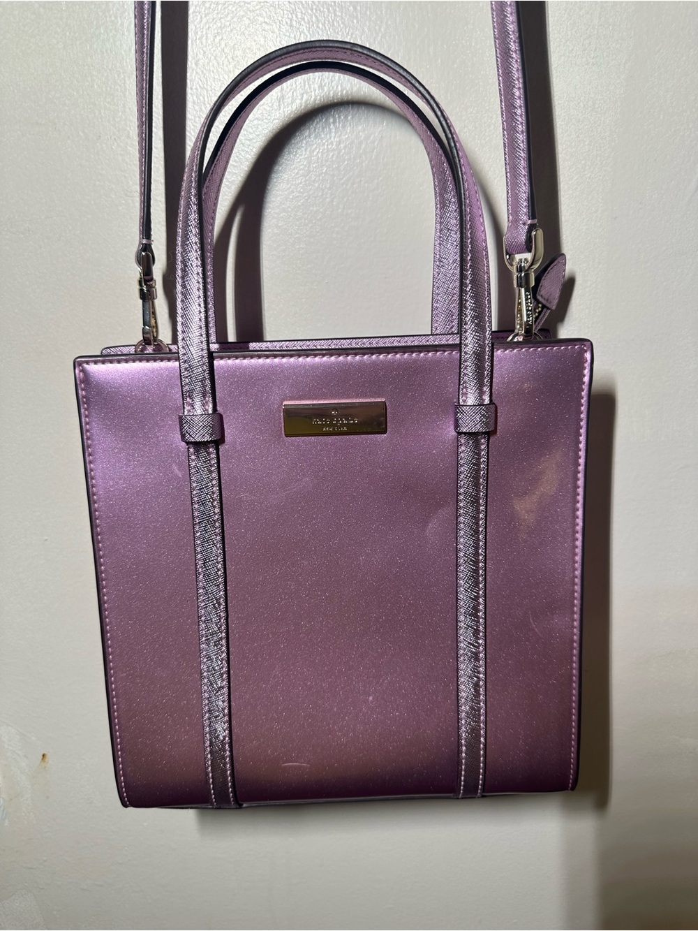 kate spade Metallic Lavender Purple Leather Tote